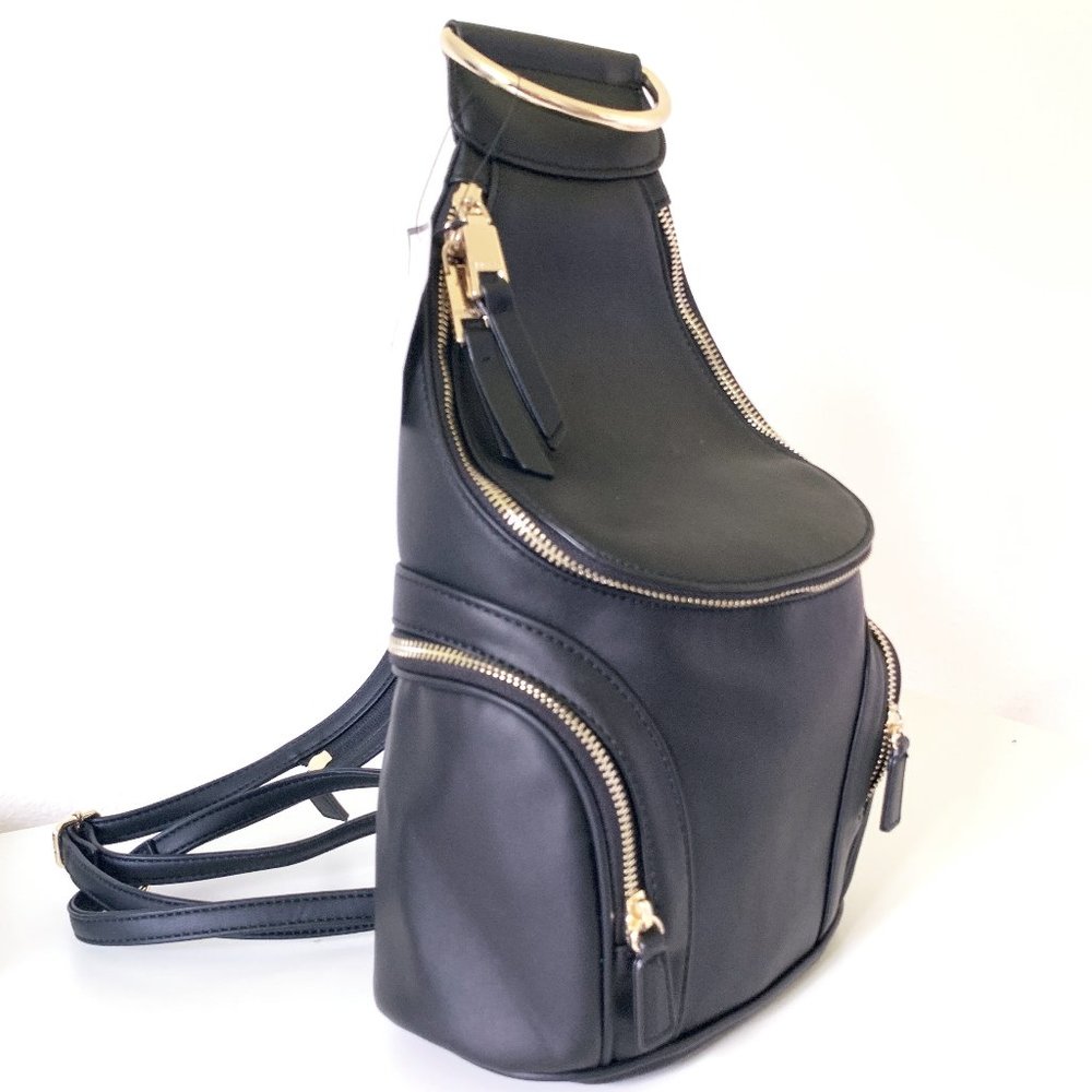 Nine West Black Sling Backpack Faux Leather